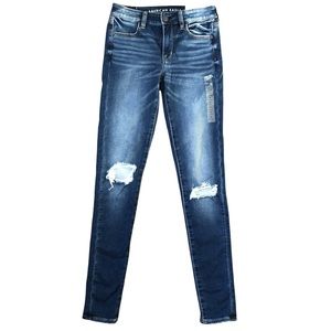 American Eagle 6 x-long jegging skinny jean next level stretch ripped knees NWT